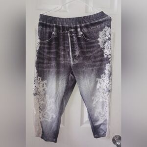 Rosegal Black and White Lace Print Leggings